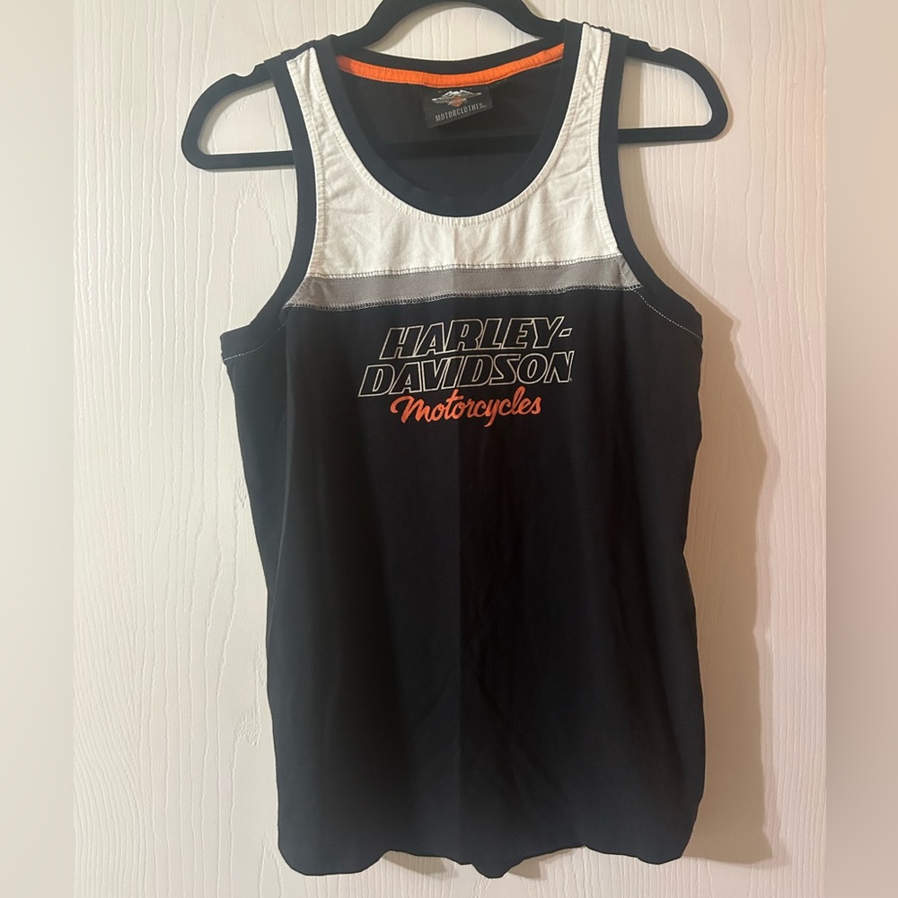 10$ TEE Harley-Davidson Black, White, and Orange Tank